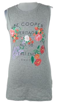 Dámský šedý top s květy a logem Lee Cooper 