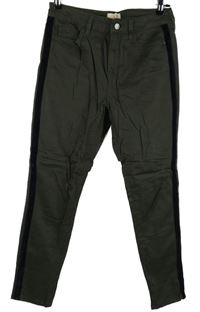 Dámske khaki skinny rifle s pruhmi F&F