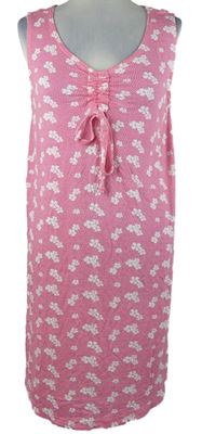 Dámska ružová kvietkovana nočná košeľa so stahováním Studio