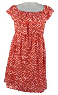 Dámské červené kytičkované šaty s volánkem Shein 