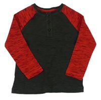 Antracitovo-červené melírované tričko s gombíky TU
