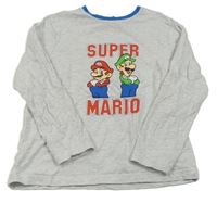 Světlešedé melírované triko se Super Mario