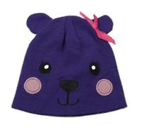 Fialová čepice s medvídkem 
