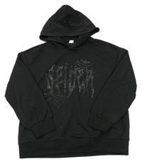 Čierna športová mikina s kamienkami a kapucňou Shein