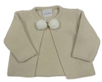Svetlobéžový svetrový cardigan s bambulkami