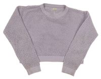 Fialový perforovaný crop sveter F&F