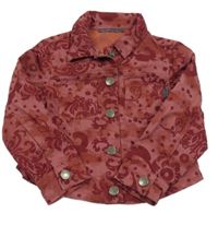 Ružovo-hrdzavá vzorovaná rifľová bunda