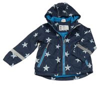 Tmavomodrá šusťáková jarní bunda s hvězdami a kapucí Topolino