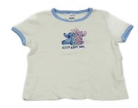 Bílo-modré žebrované crop tričko se Stichem C&A