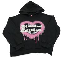 Čierna mikina so srdiečkom s nápisom a kapucňou Matalan