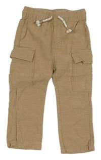 Béžové plátěné cargo kalhoty Topomini