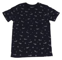 Tmavomodré tričko se žraloky Next