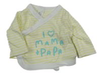 Bielo-žlté pruhované prepínaci tričko s nápisom C&A