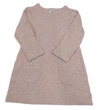 Ružovo-sivé melírované pletené šaty Topolino