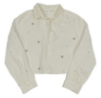 Bílá crop halenka s kamínky Zara