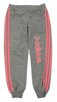 Sivo-ružové melírované tepláky Adidas