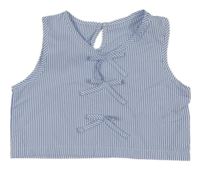 Bielo-modrý pruhovaný crop top s mašľami