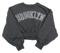 Antracitová crop mikina s nápisom Primark