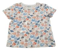 Biele tričko s modro-červenými mušlemi