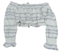 Bielo-tmavomodrá pruhovaná crop blúzka H&M