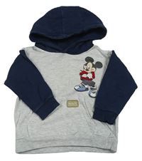 Šedo-tmavomodrá mikina s Mickeym a kapucí Disney