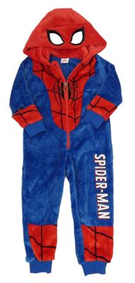 Červeno-modrá plyšová kombinéza s kapucí - Spiderman Marvel