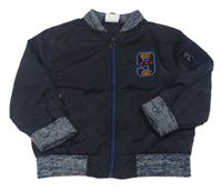 Tmavomodrý šusťákový podzimní bomber s číslem F&F