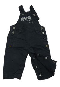 Černé plátěné laclové kalhoty s netopýry 