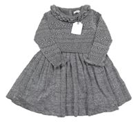 Nové - Šedé třpytivé pletené šaty s volánkem Next
