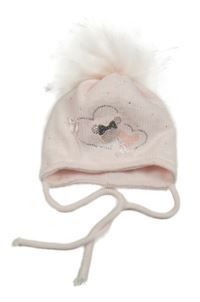 Světlerůžová čepice s Minnie, kamínky a bambulí 