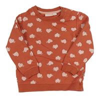 Tehlová mikina so srdiečkami Liegelind