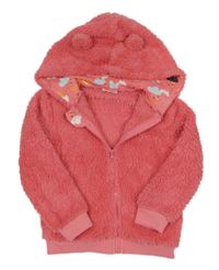 Ružová chlpatá prepínaci mikina s kapucňou so cute