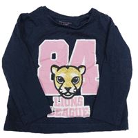 Tmavomodré tričko s číslom a s levíkom  Primark