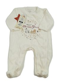 Nové - smetanový sametový vánoční overal s obrázky a nápisy coolclub