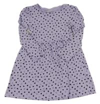 Lila bavlnené šaty so srdiečkami Matalan