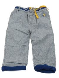 Šedo-tmavomodré vzorované šusťákové zateplené kalhoty Ergee