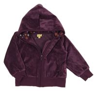 Fialová zamatová prepínaci mikina s kapucňou