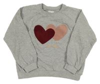 Sivá mikina so srdiečkami Vertbaudet