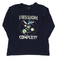 Tmavomodré tričko s potlačou Tchibo