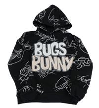 Černá mikina s nápisy a kapucí 