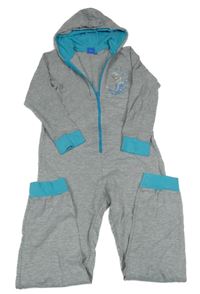 Sivá ľahká tepláková kombinéza s Elsou a kapucňou Disney