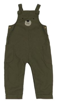 Khaki žebrované laclové kalhoty s medvědem Tu