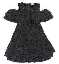 Čierno-strieborné šaty s volánem Zara