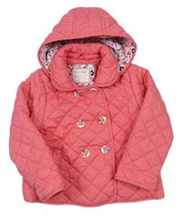 Ružová prešívaná zateplená bunda s kapucňou Tu