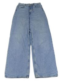 Modré wide leg high waist rifle H&M