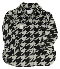 Nové - Černo-šedý vzorovaný flaušový kabát Primark