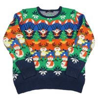 Farebný pruhovaný sveter s vánočním motívom George