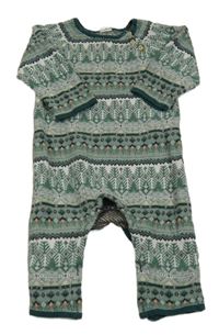 Zeleno-barevný vzorovaný pletený overal H&M
