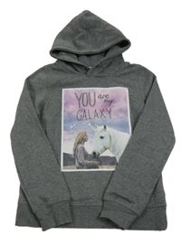 Šedá mikina s jednorožcem a kapucí H&M