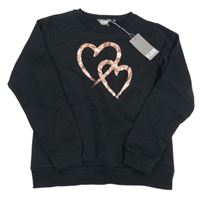 Nové - Čierna mikina so srdiečkami Fluid
